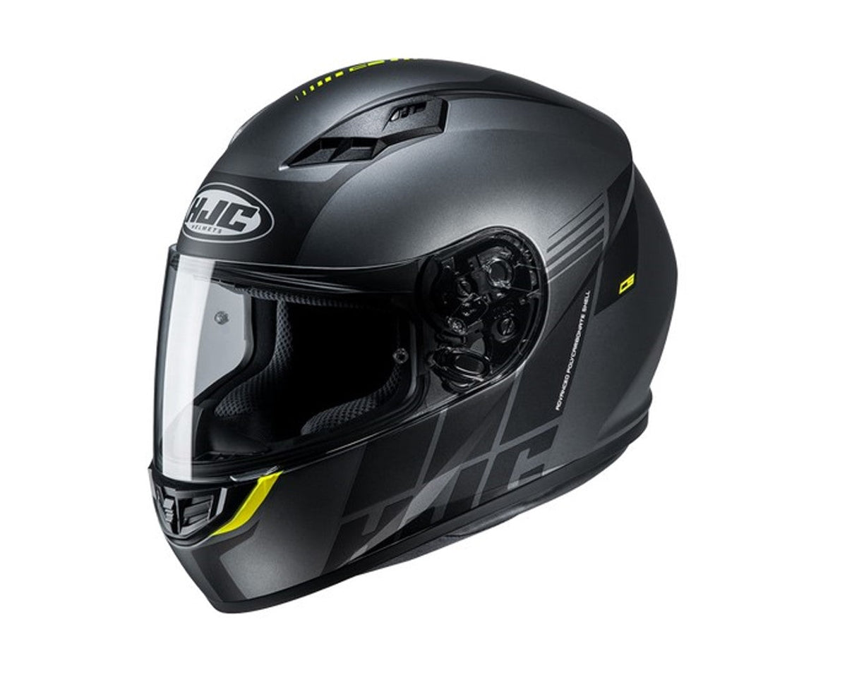 HJC CS-R3 Street Full Face Helmet - Flat Black / Hi-Viz Yellow Mylo MC-5SF