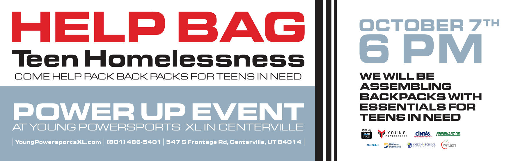 Help Bag Teen Homelessness: Join Us for the Power Up Event at Young Powersports XL!
