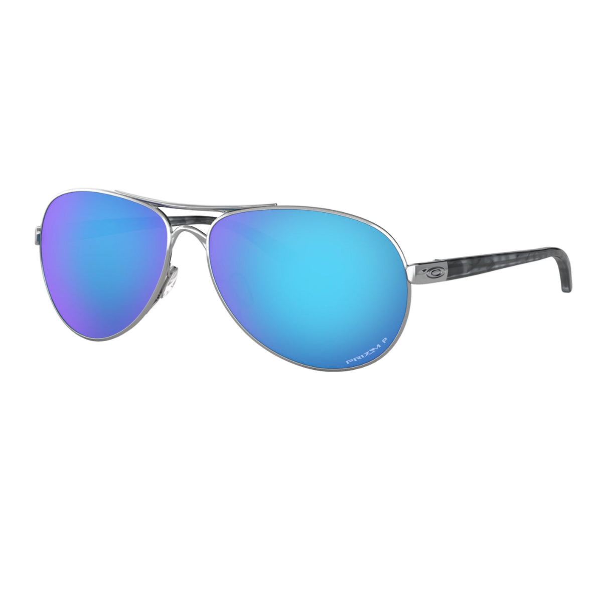 Oakley OO4079-3359 Womens Feedback Sunglasses Polished Chrome Frame Prizm Sapphire