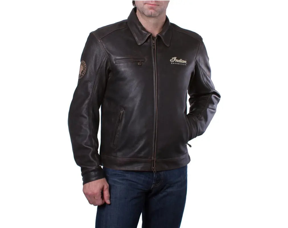 Men's Leather Classic Riding Jacket with Removable Lining, Dark Brown