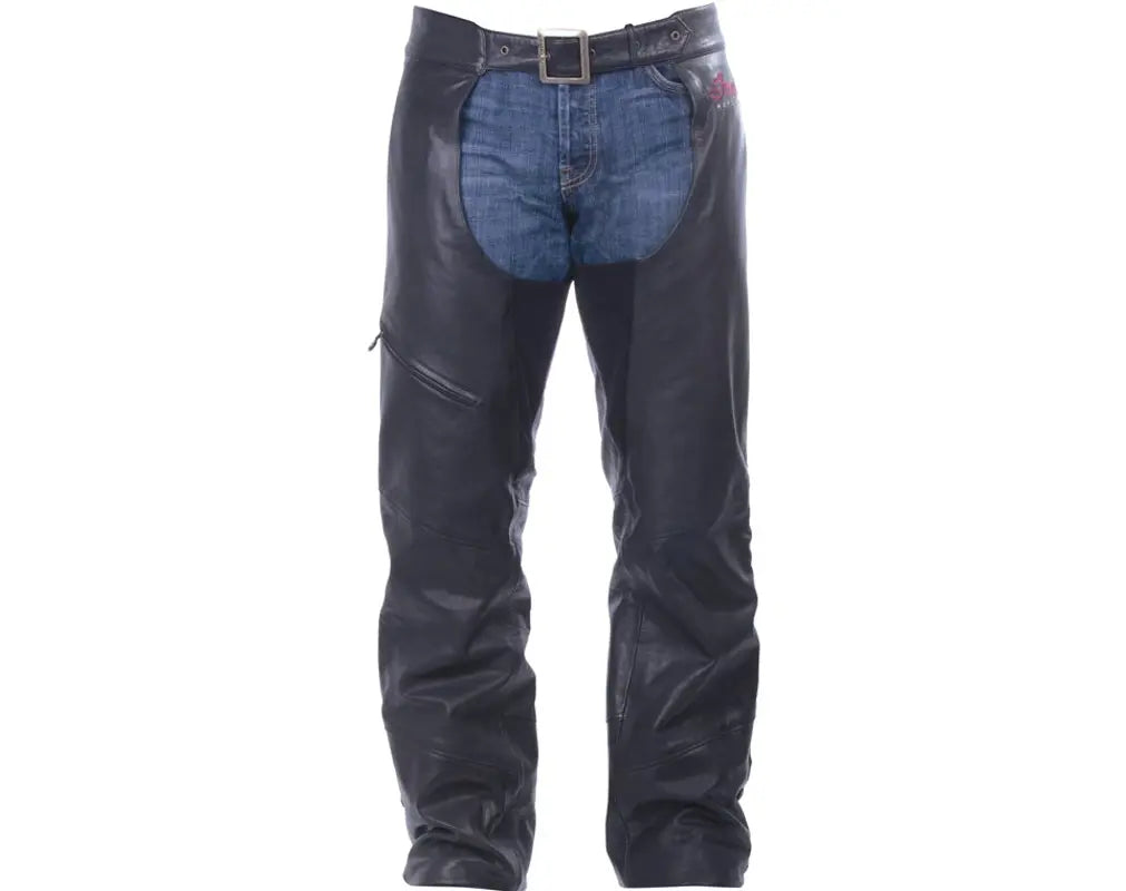 Men's Traditional Leather Chaps, Black