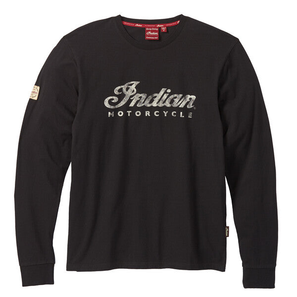 Indian Motorcycle Men's Long Sleeve Script Logo T-Shirt, Black | 2861891