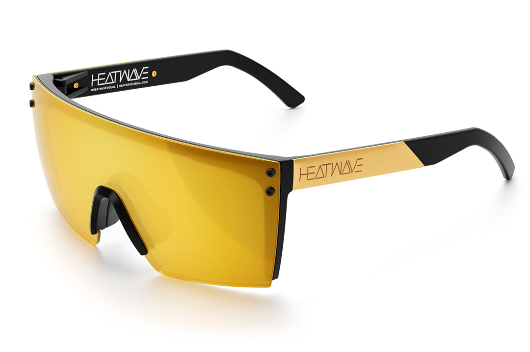 Lazer Face Sunglasses: Black/Gold Metal Customs