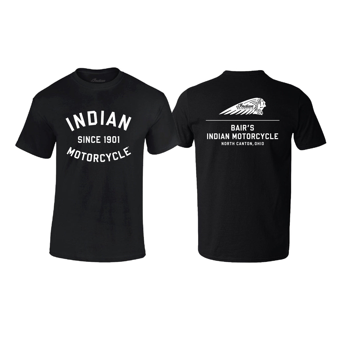 Bair’s Indian Motorcycle T-Shirt, Black/White