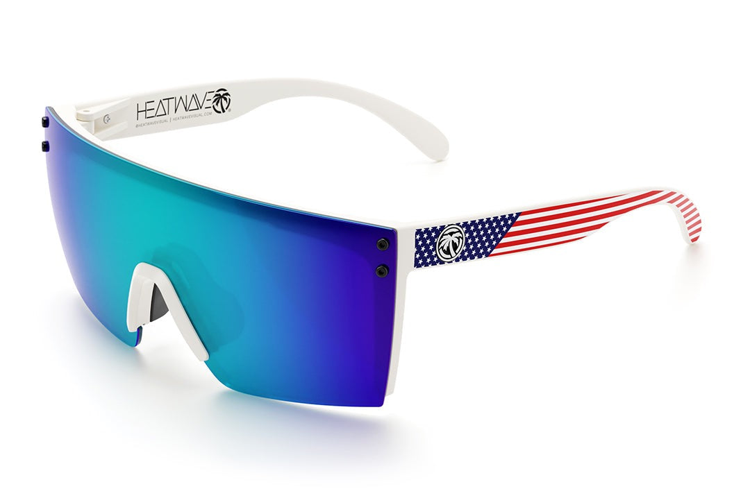 Lazer Face Sunglasses: WHITE FRAME Stars & Stripes USA z87
