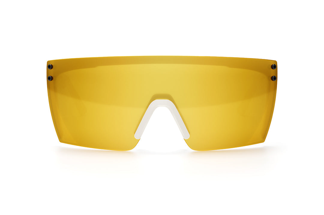 Lazer Face White Frame Sunglasses: WHITE GOLD Customs